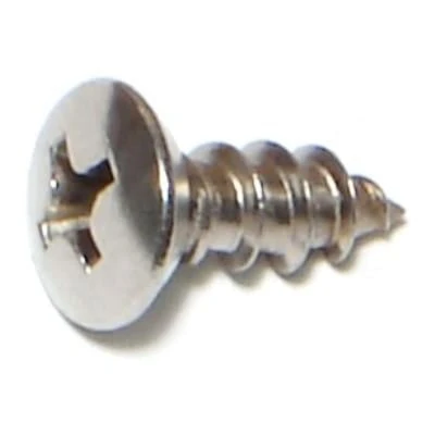 #10 X 1/2 Inch Phillips Oval Head Stainless Steel Sheet Metal Screws 18-8
