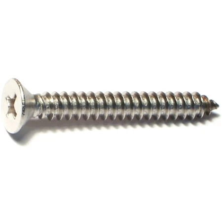 #10 X 1-1/2 Inch Phillips Flat Sheet Metal Screws Stainless Steel 18-8 - 30 Count