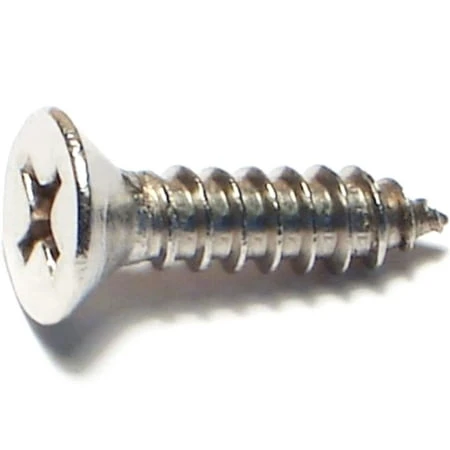 #10 X 3/4 Inch Phillips Flat Sheet Metal Screws Stainless Steel 18-8 - 50 Count