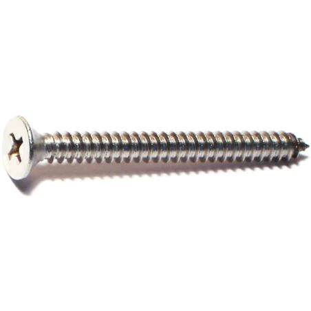 #10 X 2 Inch Stainless Steel Phillips Flat Sheet Metal Screws - 18-8 Grade