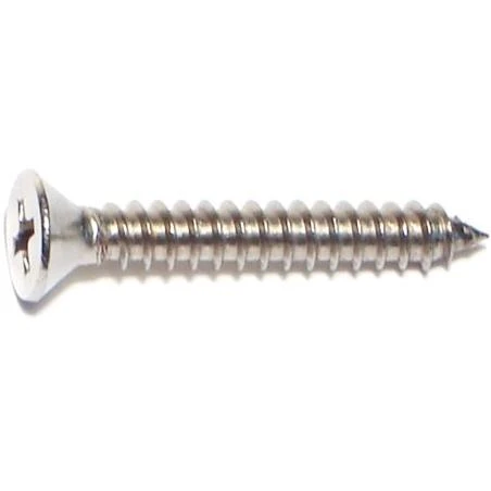 #10 X 1-1/4 Inch Phillips Flat Sheet Metal Screws Stainless Steel 18-8 - 30 Count