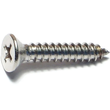 #10 X 1 Inch Stainless Steel Phillips Flat Sheet Metal Screws - 18-8 Hardness