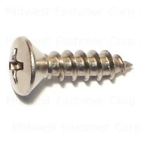 #10 X 3/4 Inch Phillips Oval Head Stainless Steel Sheet Metal Screws 18-8