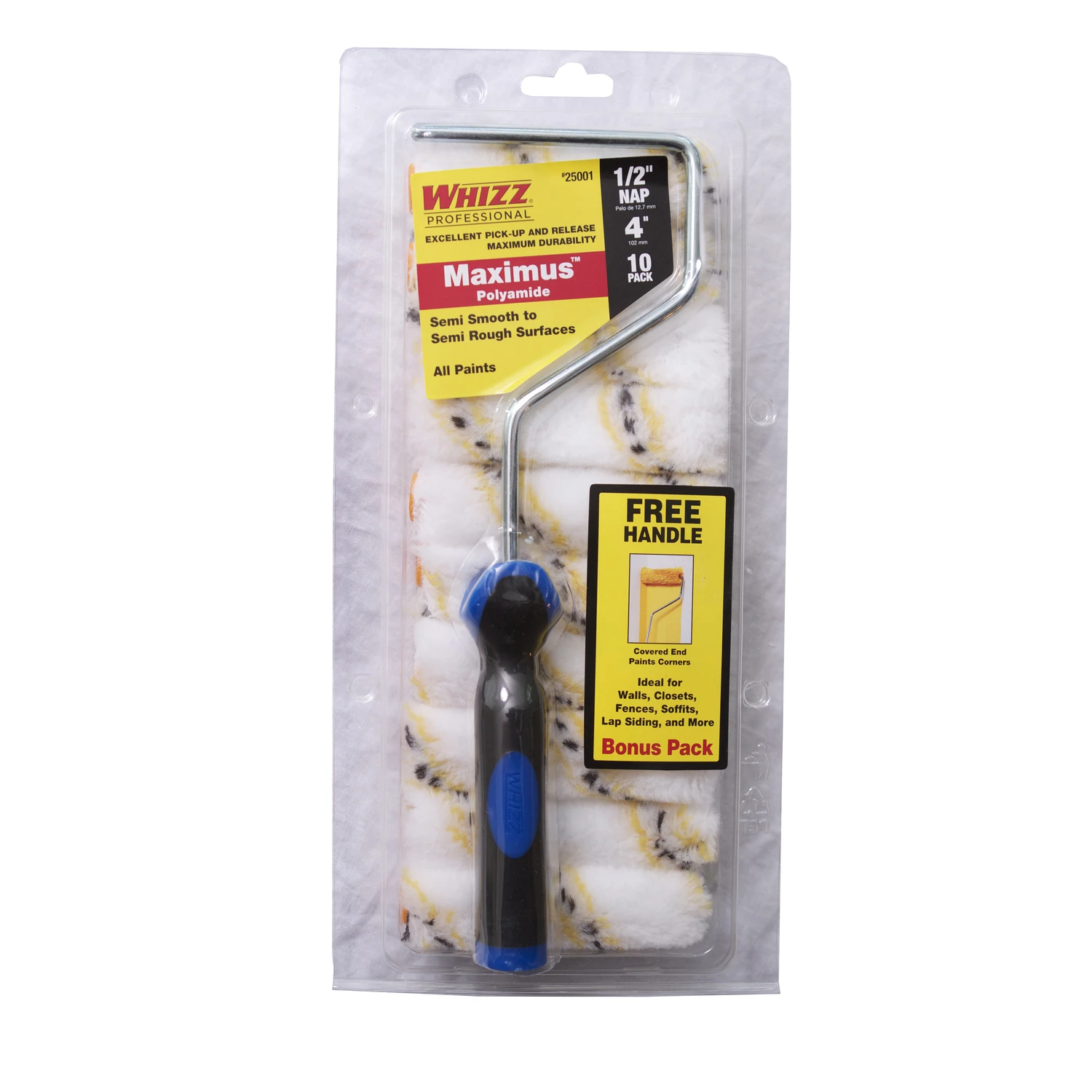 Whizz Polyamide Fabric 1/2 In. X 4 In. W Mini Paint Roller Cover For Semi Smooth To Semi Rough