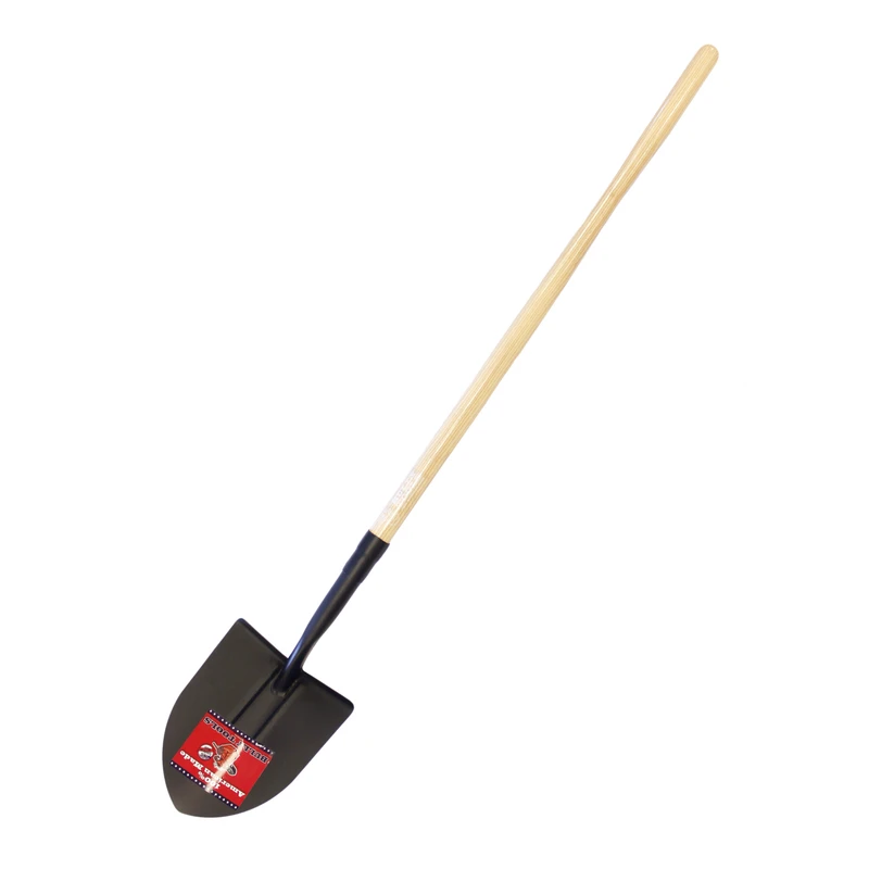 Round Point Shovel With 57.5-inch Ash Wood Handle For Durable Digging