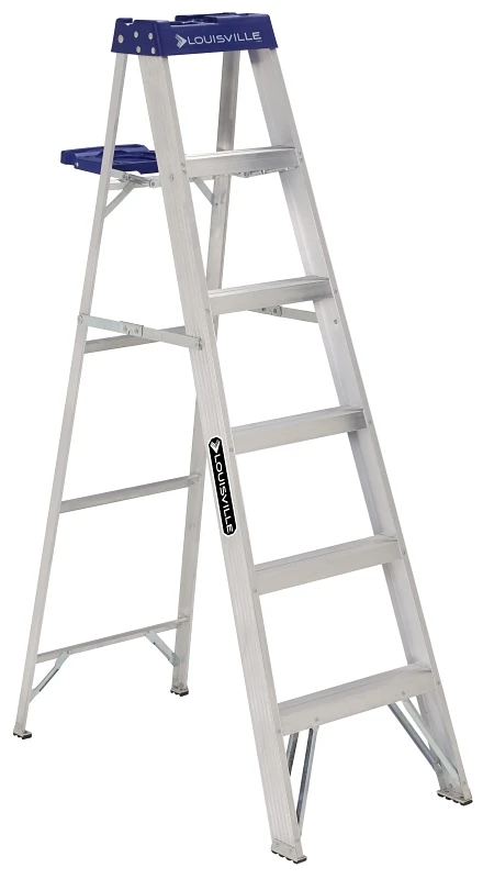 6-foot Aluminum Step Ladder, Type I Industrial Duty, 250-pound Load Capacity