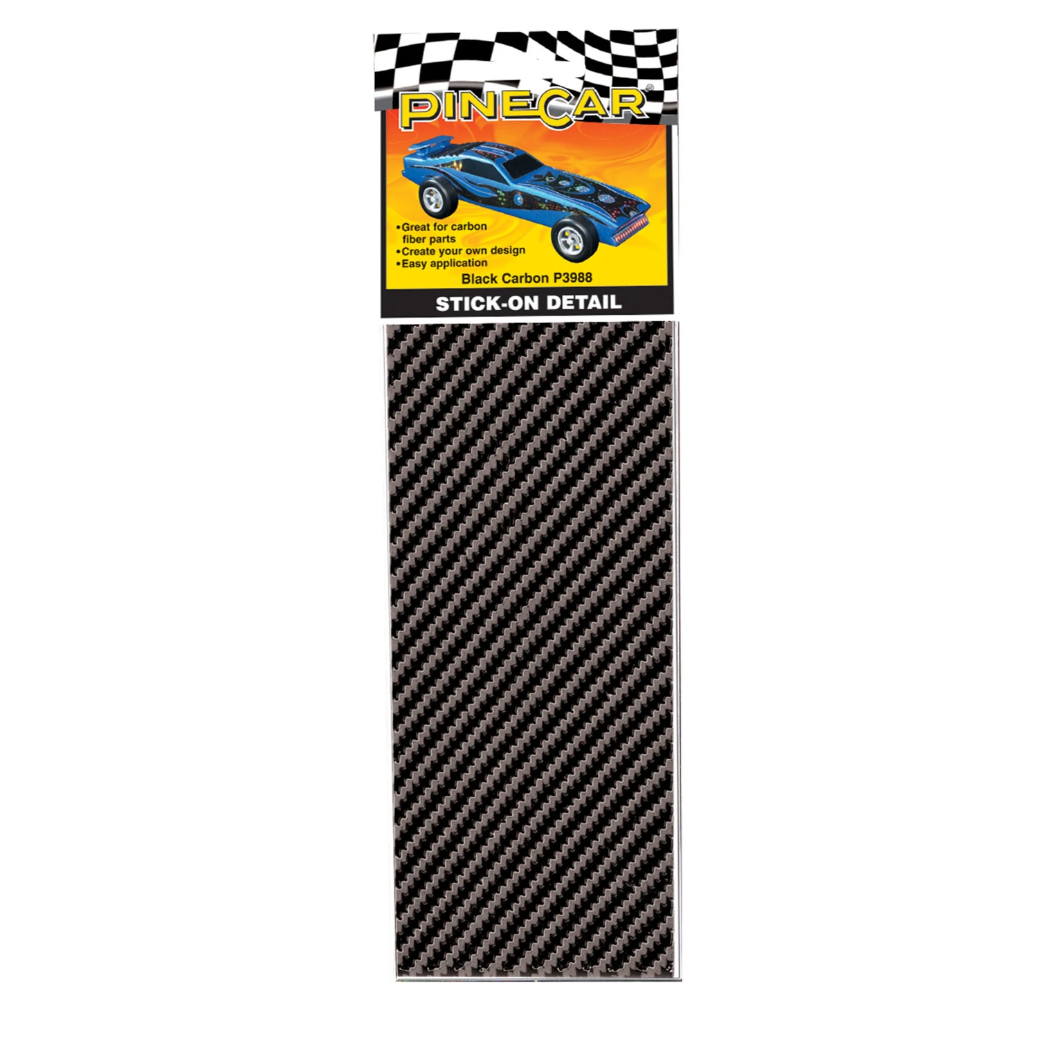 P3988 Black Carbon Stick-on Decals For Custom Racer Designs