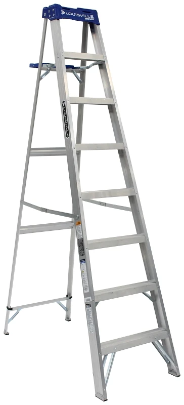 8-foot Aluminum Step Ladder, Type I Industrial Duty, 250-pound Load Capacity