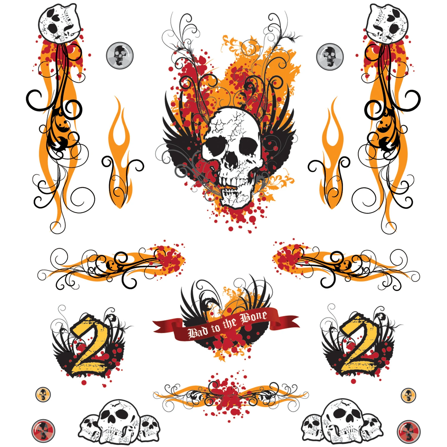 Bad To The Bone Dry Transfer Decal - Multicolored Customization