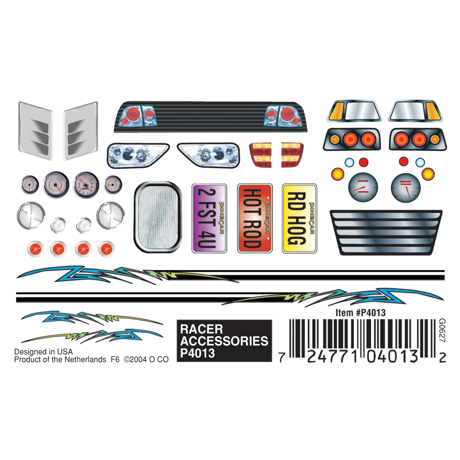 P4013 Dry Transfer Decal Sheet, 3 X 2.5 Inch, Multicolored Racer Accessories