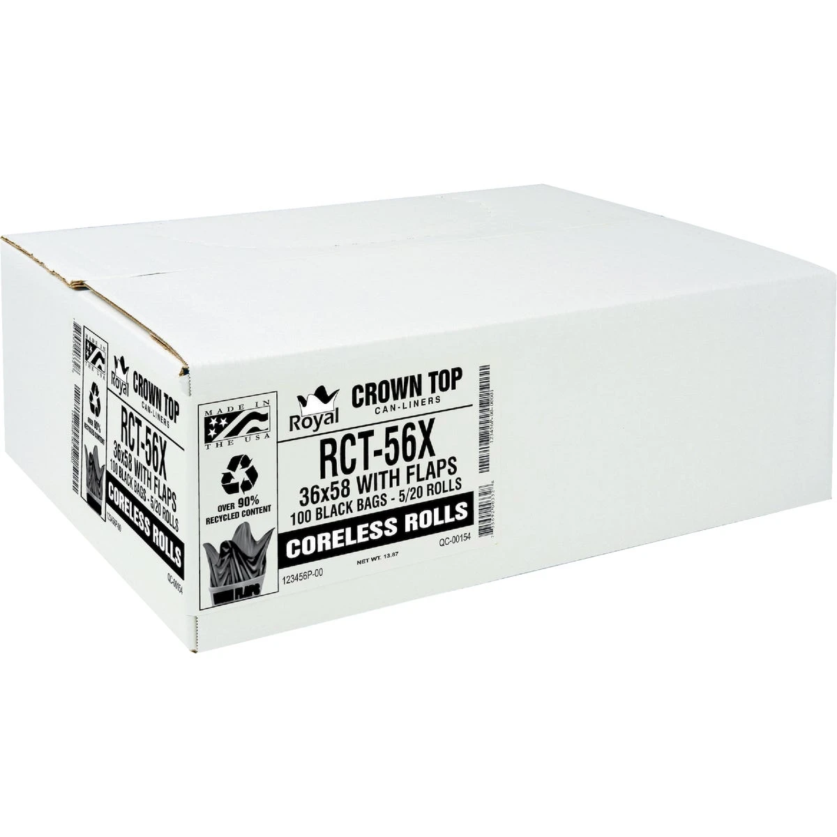 Aluf Plastics 56 Gal. 1.2 Mil. Black Low Density Can Liner (100-count)