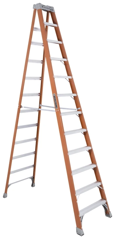 12-foot Fiberglass Step Ladder, Type Ia, 300-pound Duty Rating