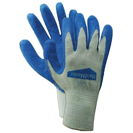 Work Gloves, Latex Coated Palm, Blue, M
