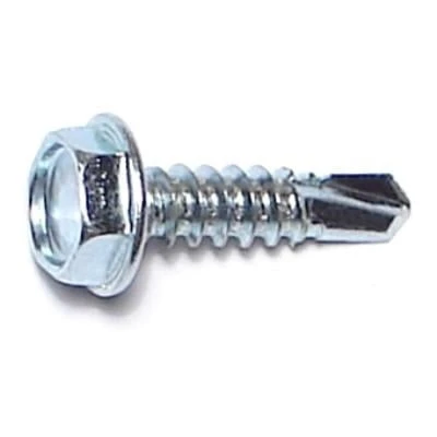#10-16 X 3/4 Zinc Plated Steel Hex Washer Head Self-drilling Screws - 100 Count