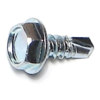 #10-16 X 1/2 Zinc Plated Steel Hex Washer Head Self-drilling Screws - 100 Count