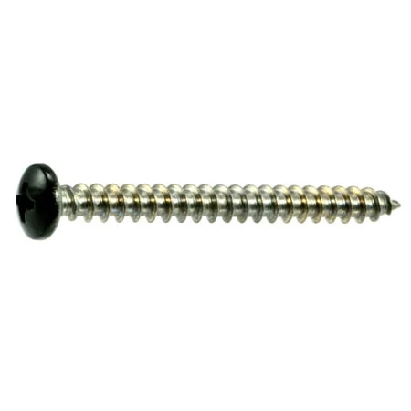 #10 X 2 Stainless Steel Black Phillips Pan Head Sheet Metal Screws - 18-8 Grade