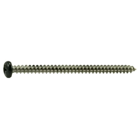 #10 X 3 Stainless Steel Black Phillips Pan Head Sheet Metal Screws - 18-8 Grade