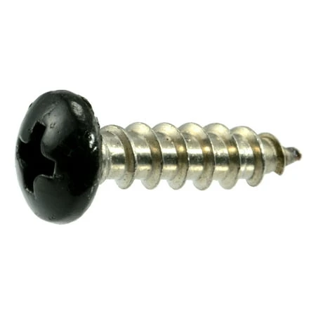 #10 X 3/4 Stainless Steel Black Phillips Pan Head Sheet Metal Screws - 18-8 Grade