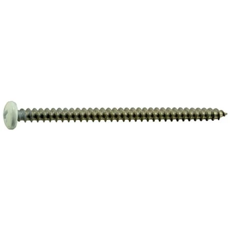 #10 X 3 Stainless Steel White Phillips Pan Head Sheet Metal Screws - 18-8 Grade