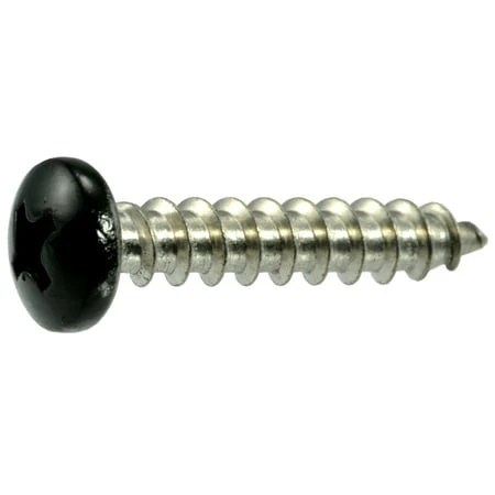 #10 X 1 Stainless Steel Black Phillips Pan Head Sheet Metal Screws - 18-8 Grade