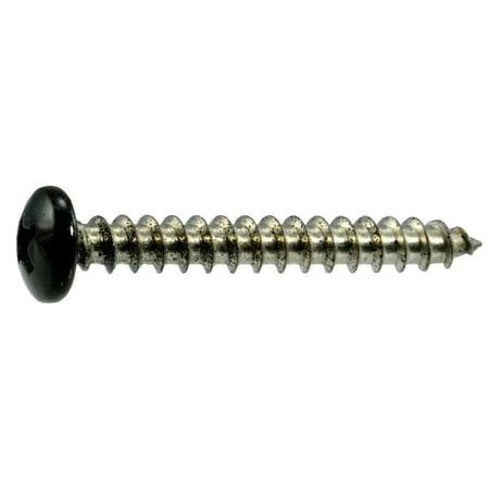 #10 X 1-1/2 Stainless Steel Black Phillips Pan Head Sheet Metal Screws - 18-8 Grade