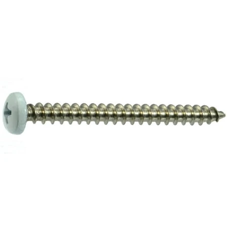 #10 X 2 Stainless Steel White Phillips Pan Head Sheet Metal Screws - 18-8 Grade