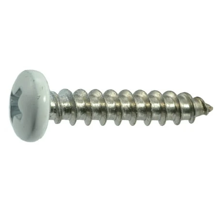#10 X 1 Stainless Steel White Phillips Pan Head Sheet Metal Screws - 18-8 Grade