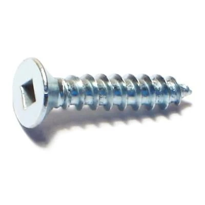 #10 X 1 Zinc Plated Steel Square Drive Flat Head Sheet Metal Screws