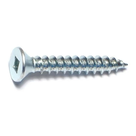 #10 X 1-1/4 Zinc Plated Steel Square Drive Flat Head Sheet Metal Screws - 100 Count