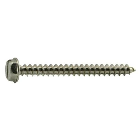 #10 X 2 Stainless Steel Slotted Hex Washer Head Sheet Metal Screws - 18-8 Grade