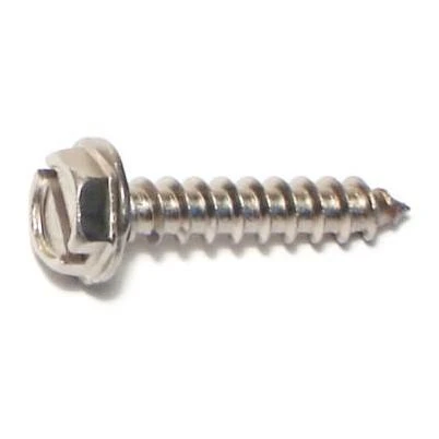 #10 X 1 Stainless Steel Slotted Hex Washer Head Sheet Metal Screws - 18-8 Grade