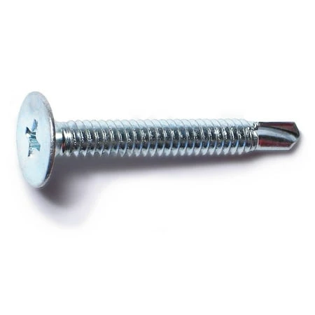 #10-24 X 1-1/2 Zinc Plated Steel Phillips Wafer Self-drilling Screws - 10 Count