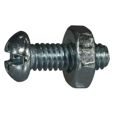 #10-24 X 1/2 Zinc Plated Steel Combo Round Head Machine Screws - 100 Count