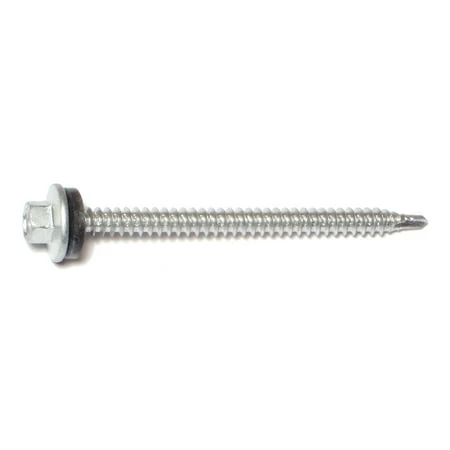 #10-14 X 2-1/2 Silver Ruspert Coated Steel Hex Washer Head Self-drilling Screws
