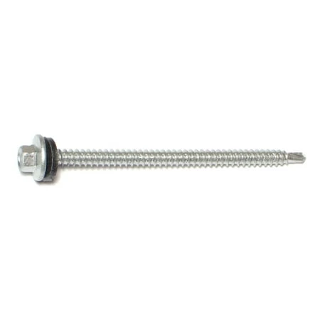 #10-14 X 3 Silver Ruspert Coated Steel Hex Washer Head Self-drilling Screws