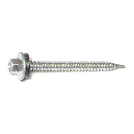 #10-14 X 2 Silver Ruspert Coated Steel Hex Washer Head Self-drilling Screws