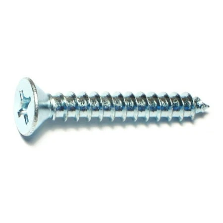 #12 X 1-1/2 Zinc Plated Steel Phillips Flat Head Sheet Metal Screws - 100 Count