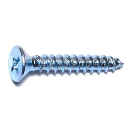 #10 X 1-1/4 Zinc Plated Steel Phillips Flat Head Sheet Metal Screws - 100 Count