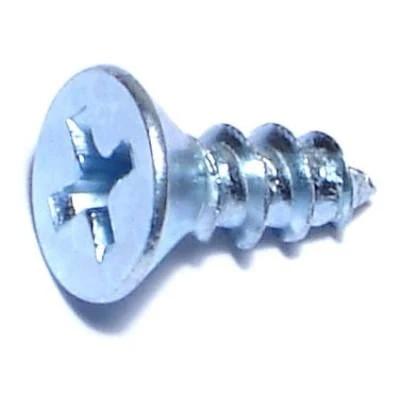 #10 X 1/2 Zinc Plated Steel Phillips Flat Head Sheet Metal Screws - 100 Count