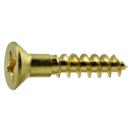#10 X 1 Inch Brass Phillips Flat Head Wood Screws - Pack Of 100