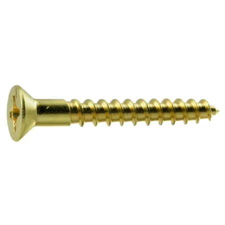 #10 X 1-1/2 Brass Phillips Flat Head Wood Screws - 10 Count