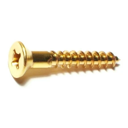 #10 X 1-1/4 Brass Phillips Flat Head Wood Screws - 10 Count