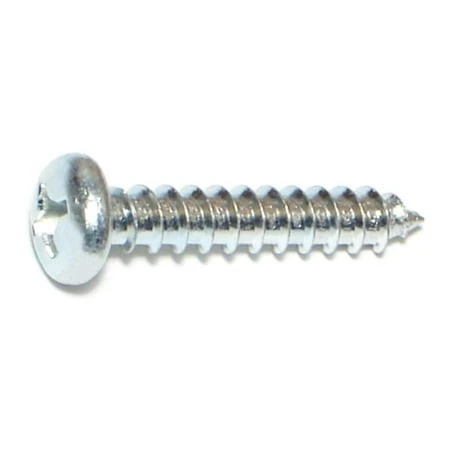 #12 X 1-1/4 Zinc Plated Steel Phillips Pan Head Sheet Metal Screws - 100 Count