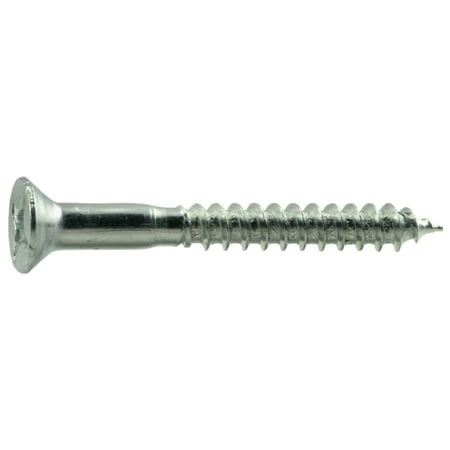 #10 X 1-3/4 Zinc Plated Steel Phillips Flat Head Wood Screws - 100 Count