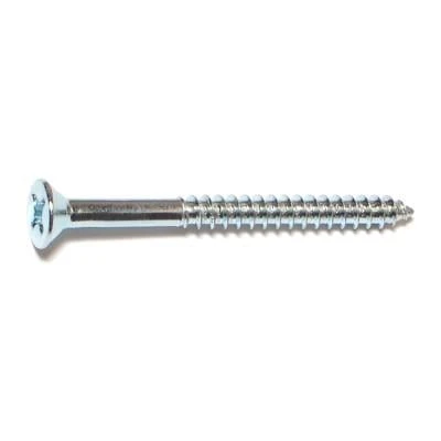 #10 X 2-1/4 Zinc Plated Steel Phillips Flat Head Wood Screws - 50 Count
