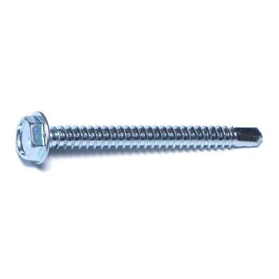#10-16 X 2 Zinc Plated Steel Hex Washer Self-drilling Sheet Metal Screws
