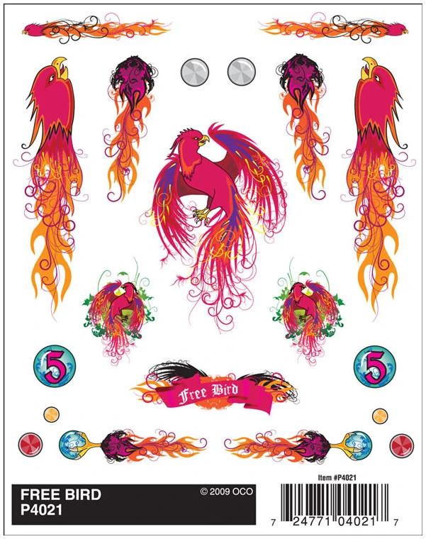 P4021 Free Bird Multicolored Dry Transfer Decal For Custom Racers