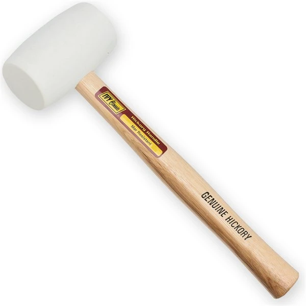 16 Ounce White Rubber Mallet With Hickory Handle For Versatile Use