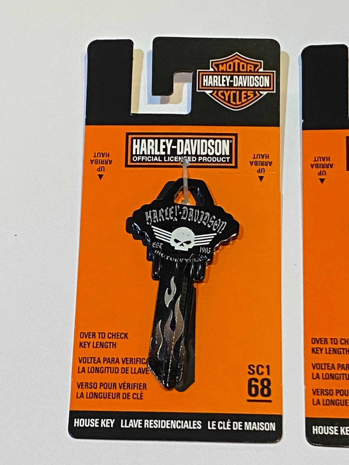 Gray Skull Key #68 Sc1 With Flames Design