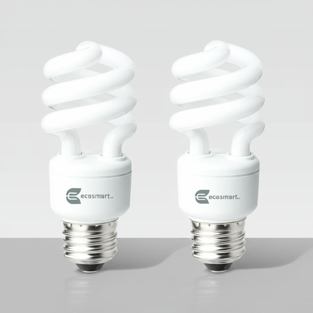 EcoSmart 40-Watt Equivalent E26 Spiral CFL Light Bulb Daylight (2-Pack)
